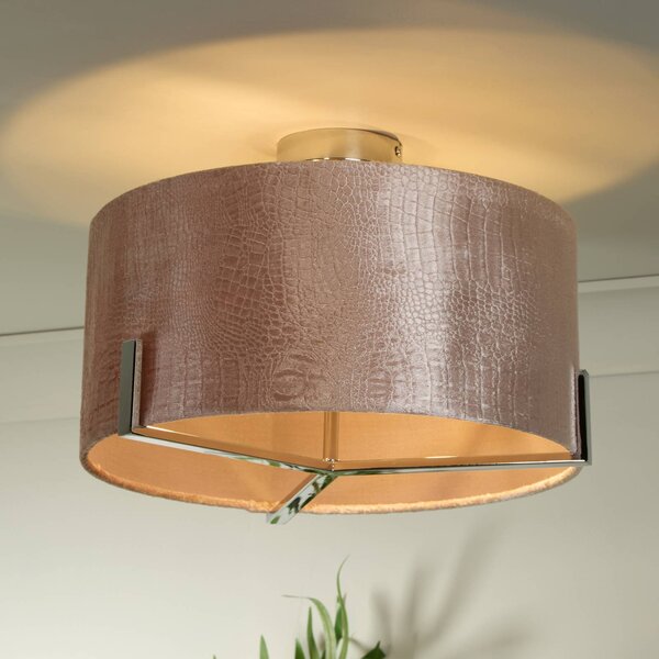 Searchlight Lampa sufitowa Kyran, możliwość ściemniania, czerwony, salon / jadalnia, tkanina / materiał / jedwab, nowoczesny