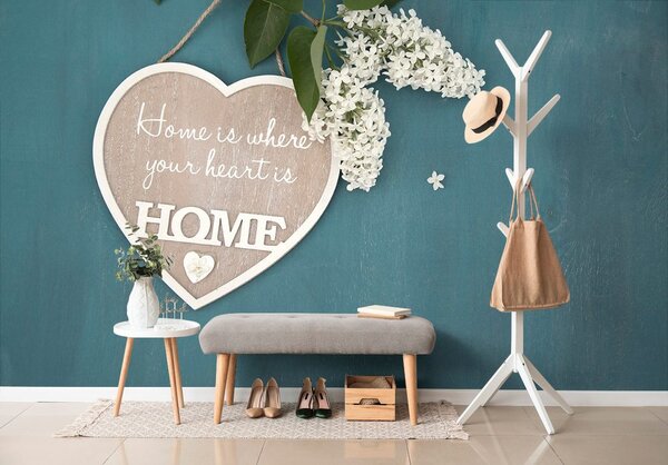 Fototapeta serce z cytatem - Home is where your heart is