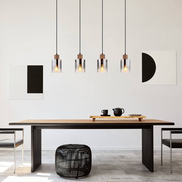 Globo Lampa wisząca Underwood, możliwość ściemniania, aluminiowy / szary / cynkowy, salon / jadalnia, szkło
