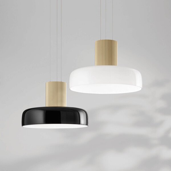 Fabas Luce Lampa wisząca szklana Lunar, możliwość ściemniania, czarny, salon / jadalnia, szkło, nowoczesny