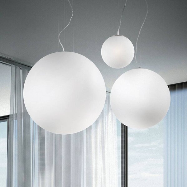IDEAL LUX Lampa wisząca szklana Mapa, możliwość ściemniania, biały / opal, salon / jadalnia, szkło, nowoczesny