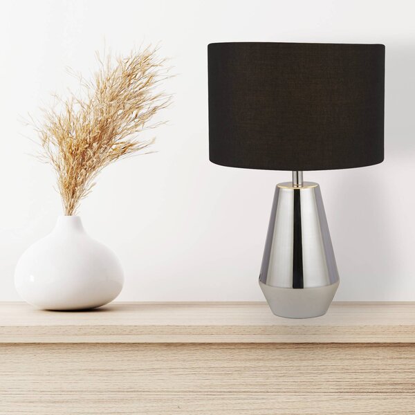 Searchlight Lampa stołowa Laynie, czarny, salon / jadalnia, tkanina / materiał / jedwab, nowoczesny