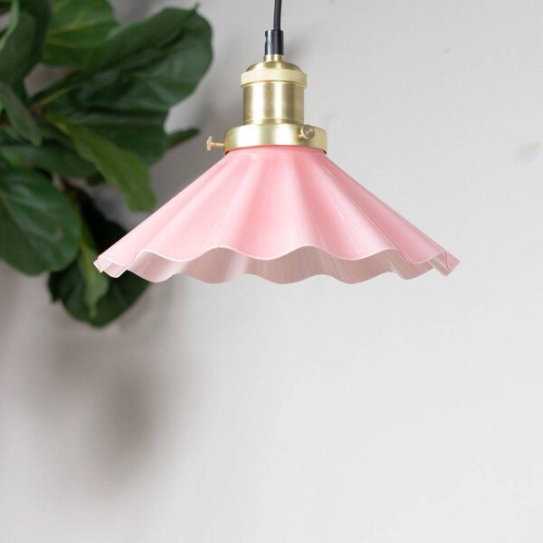 PR Home Lampa wisząca August, Ø 25 cm, różowa, wtyczka August, fioletowy / różowy / bladoróżowy, salon / jadalnia, szkło