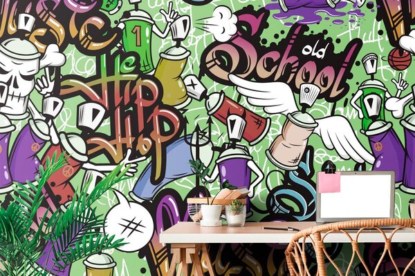 Tapeta wesoły street art w zieleni