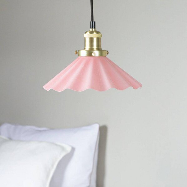 PR Home Lampa wisząca August, Ø 25 cm, różowa, wtyczka August, fioletowy / różowy / bladoróżowy, salon / jadalnia, szkło