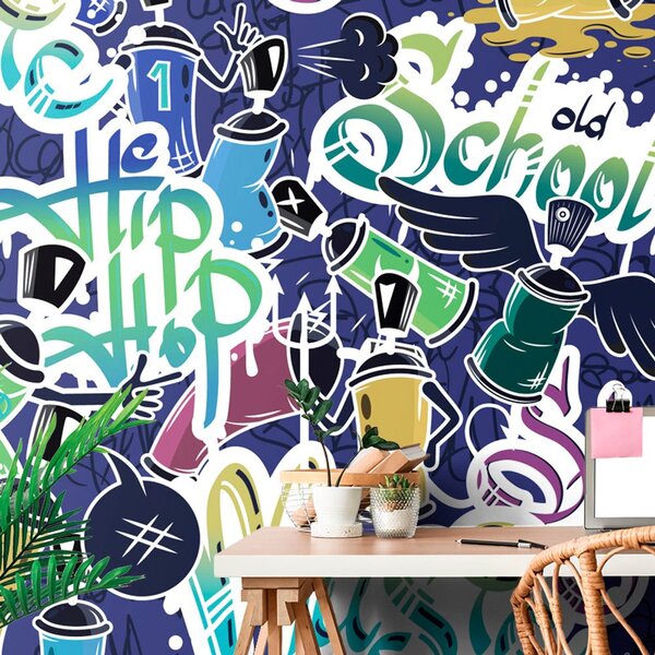 Tapeta wesoły street art w fiolecie