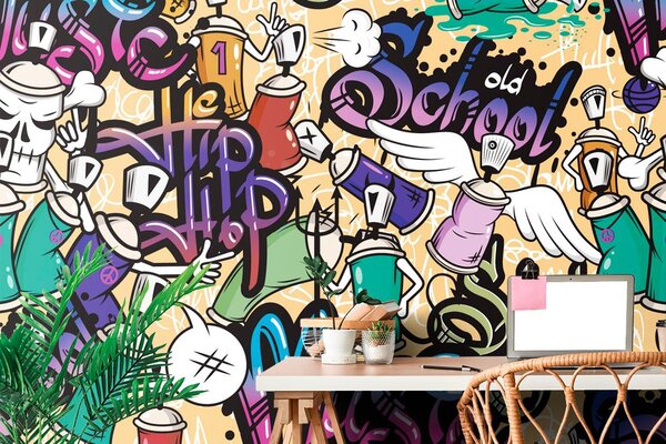 Tapeta z graficzną sztuką street art