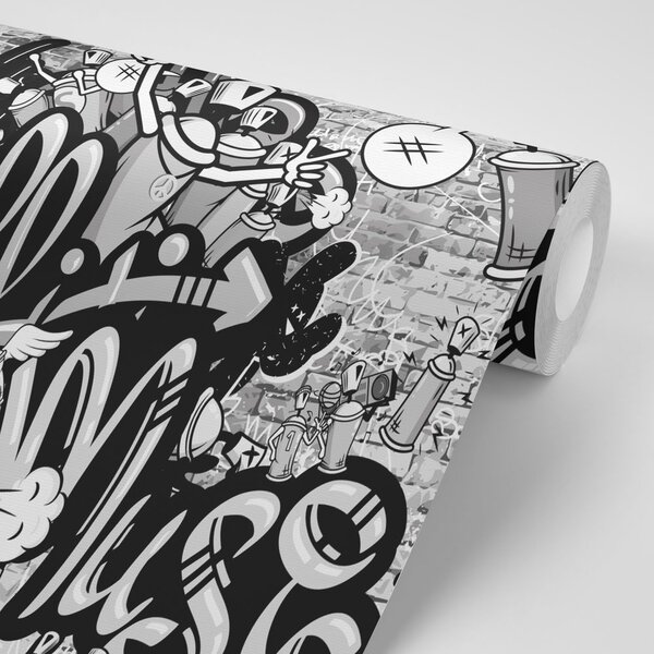 Tapeta szare graffiti sztuki ulicznej