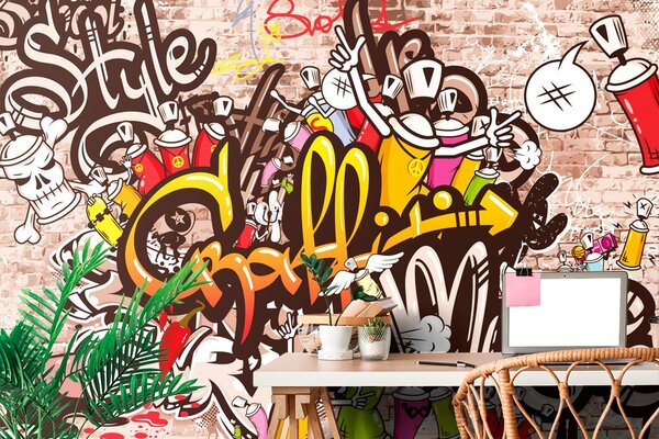 Tapeta wesoła ściana graffiti