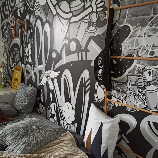 Tapeta szare graffiti sztuki ulicznej