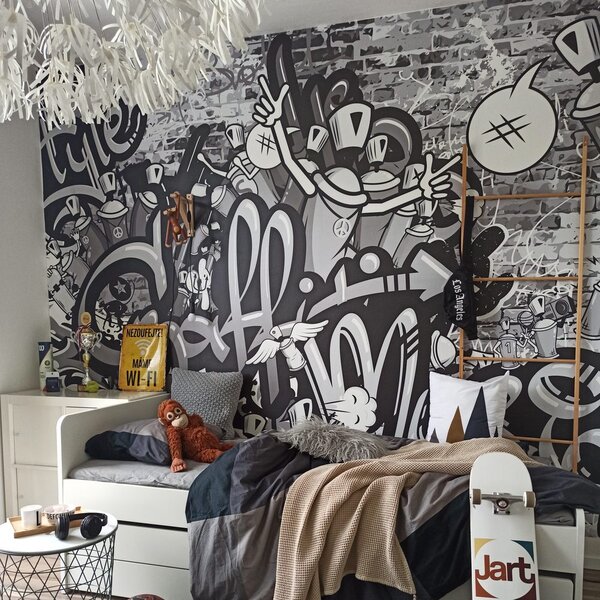 Tapeta szare graffiti sztuki ulicznej