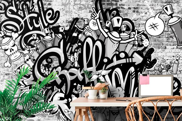 Tapeta szare graffiti sztuki ulicznej
