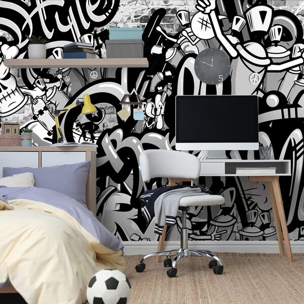 Tapeta szare graffiti sztuki ulicznej