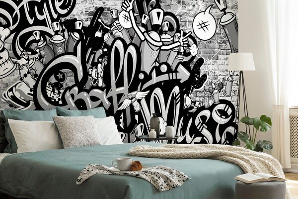 Tapeta szare graffiti sztuki ulicznej