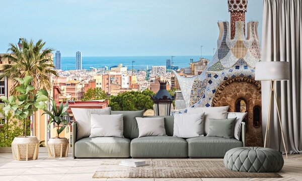 Fototapeta widok na Park Güell w Barcelonie