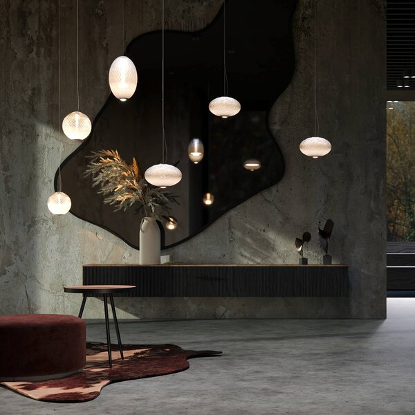 Maytoni Lampa wisząca szklana Bruma, możliwość ściemniania, biały / opal, salon / jadalnia, szkło