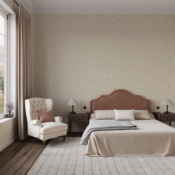 Tapety Duże, konturowe kwiaty na jasnokremowym tle, Tapety Z kwiatami, a01234v1 : Uwalls.pl
