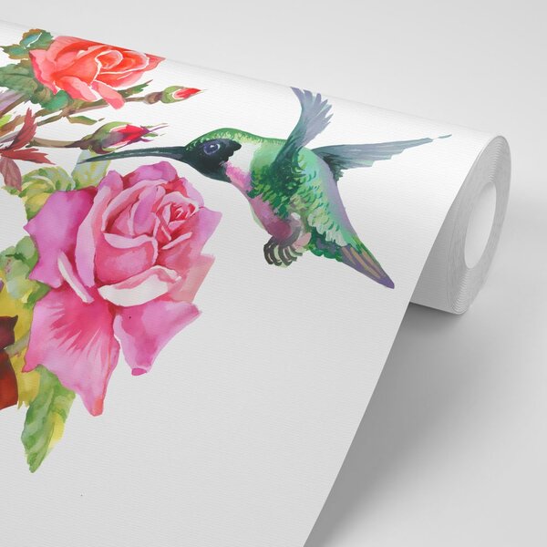 Tapeta kolibry z kwiatami