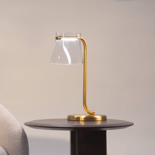Maytoni Lampa stołowa LED Cabaret, mosiężny / złoty, salon / jadalnia, metal