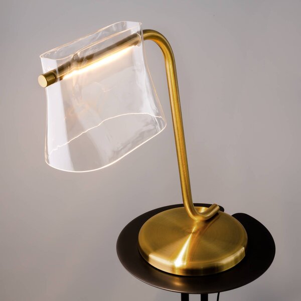 Maytoni Lampa stołowa LED Cabaret, mosiężny / złoty, salon / jadalnia, metal
