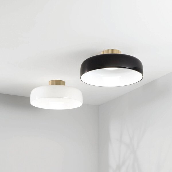 Fabas Luce Lampa sufitowa LED Lunar, możliwość ściemniania, czarny, salon / jadalnia, szkło, nowoczesny