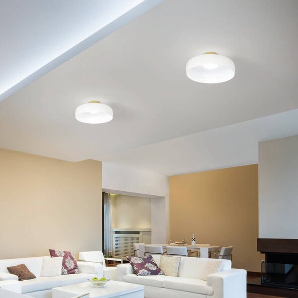 Fabas Luce Lampa sufitowa LED Lunar, możliwość ściemniania, biały / opal, salon / jadalnia, szkło, nowoczesny