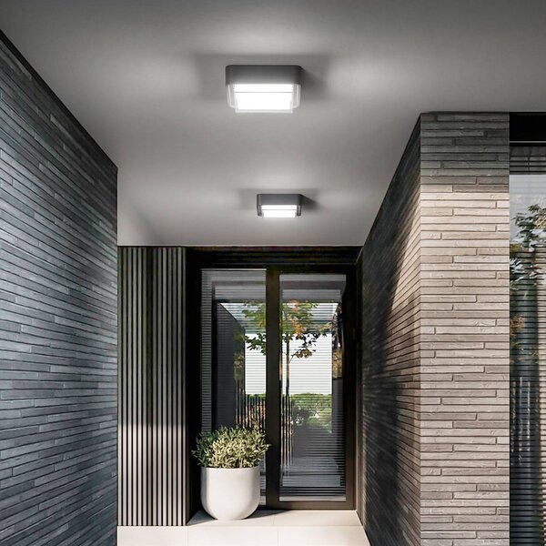 Fabas Luce Lampa sufitowa zewnętrzna LED Diuk, ciemnoszara, metal, IP65 Diuk, czarny, aluminium, nowoczesny