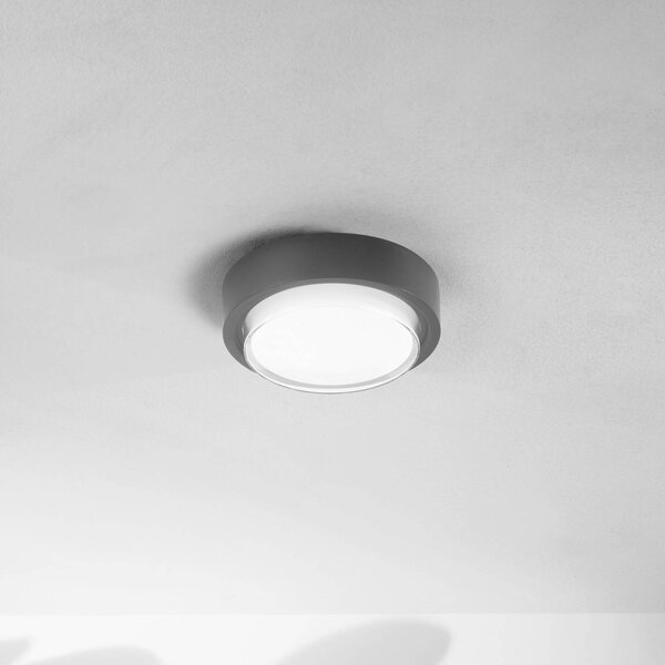Fabas Luce Lampa sufitowa zewnętrzna LED Owen, ciemnoszara, metal, 23 cm, IP65 Owen, czarny, aluminium, nowoczesny