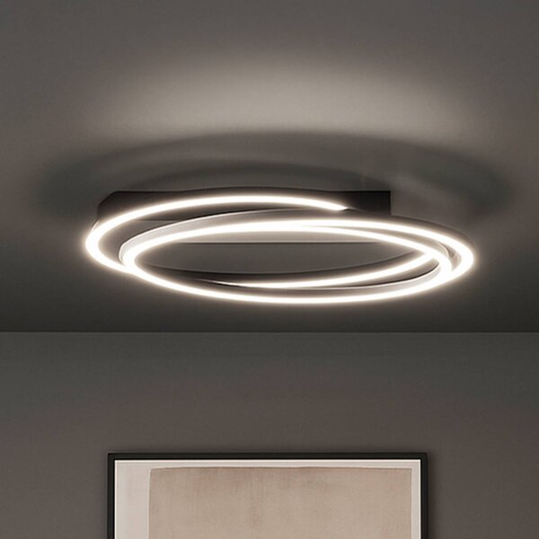 FISCHER & HONSEL Lampa sufitowa LED Kiku, możliwość ściemniania, czarny, salon / jadalnia, metal, nowoczesny