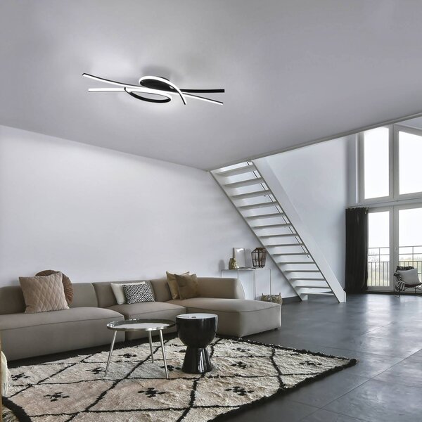 FISCHER & HONSEL Lampa sufitowa LED Biba, możliwość ściemniania, czarny, salon / jadalnia, metal, nowoczesny