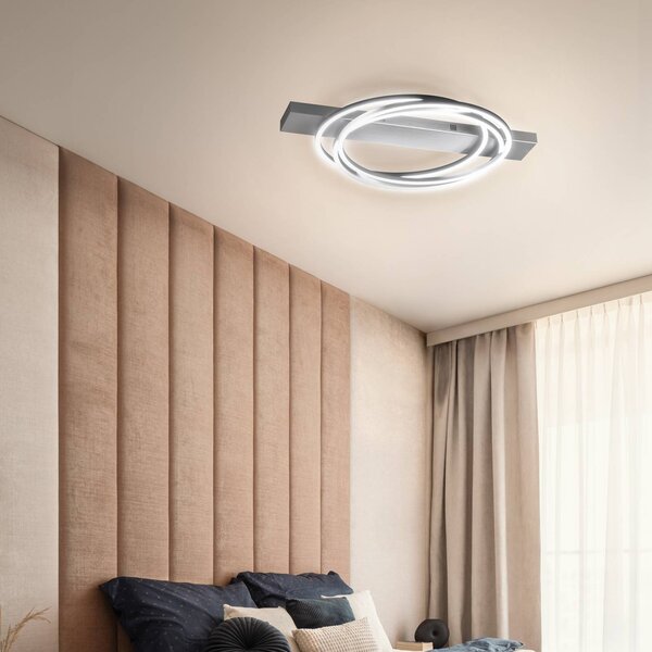 FISCHER & HONSEL Lampa sufitowa LED Kiku, możliwość ściemniania, aluminiowy / szary / cynkowy, salon / jadalnia, metal, nowoczesny