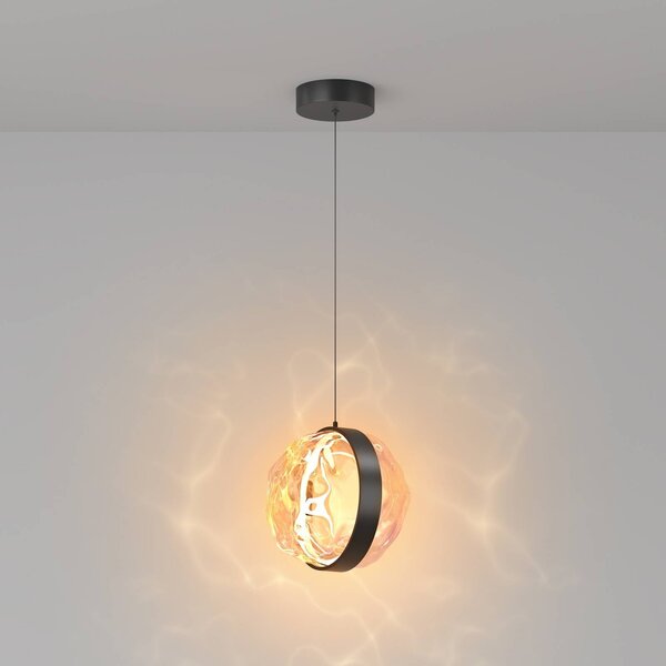 Maytoni Lampa wisząca szklana Misterio, możliwość ściemniania, czarny, salon / jadalnia, metal