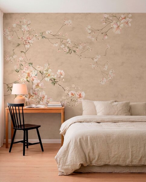 Fototapety Kwiatowe motywy w stylu chinoiserie na ciepłym beżowym tle, Fototapety Vintage, w05427v2 : Uwalls.pl