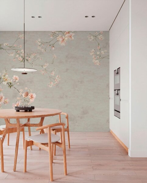Fototapety Kwiatowe motywy w stylu chinoiserie na szarym tle, Fototapety Vintage, w05427v1 : Uwalls.pl
