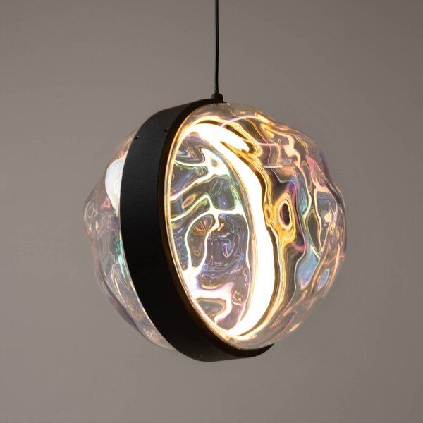Maytoni Lampa wisząca szklana Misterio, możliwość ściemniania, czarny, salon / jadalnia, metal
