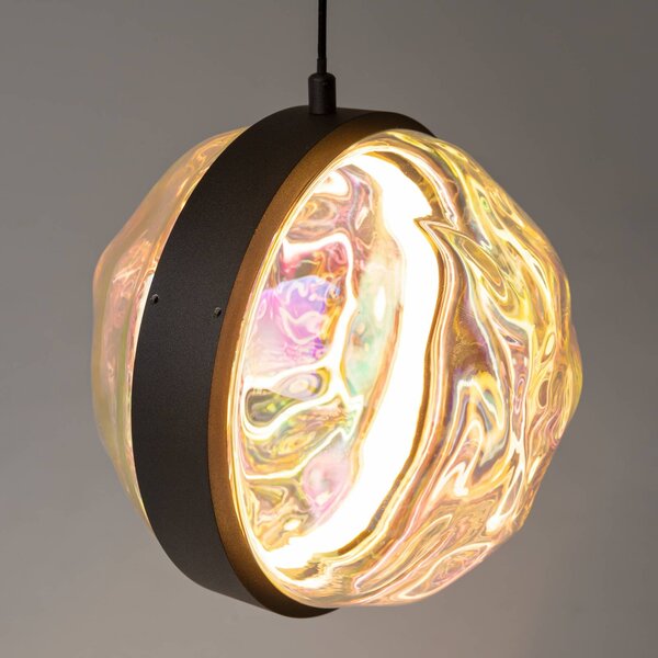 Maytoni Lampa wisząca szklana Misterio, możliwość ściemniania, czarny, salon / jadalnia, metal