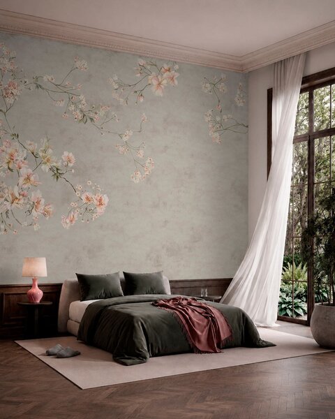 Fototapety Kwiatowe motywy w stylu chinoiserie na szarym tle, Fototapety Vintage, w05427v1 : Uwalls.pl