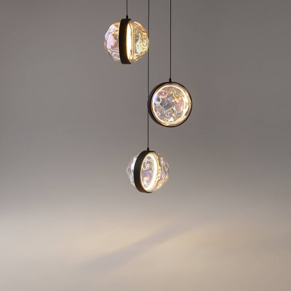 Maytoni Lampa wisząca szklana Misterio, możliwość ściemniania, czarny, salon / jadalnia, metal