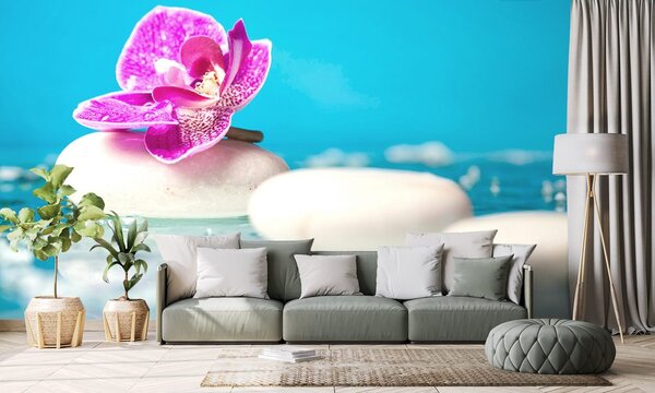 Fototapeta orchidea i kamienie Zen
