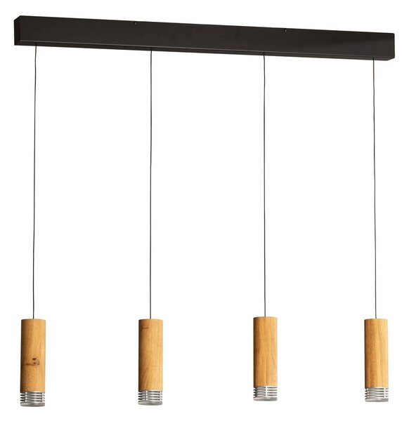 FISCHER & HONSEL Lampa wisząca Shine-Wood, możliwość ściemniania, jasne drewno, salon / jadalnia, drewno