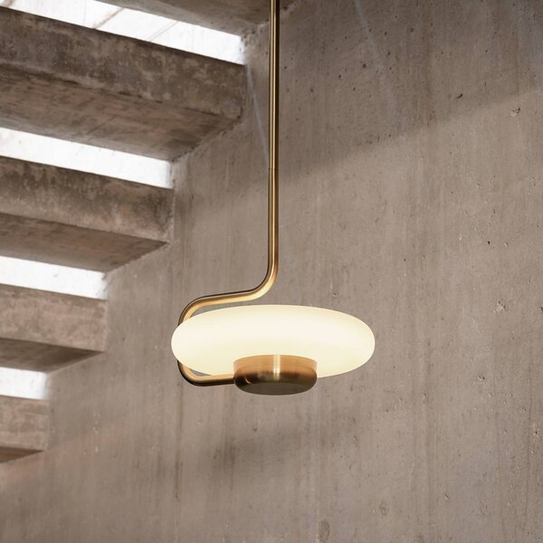 Kdln Lampa wisząca designerska TRATTO, możliwość ściemniania, mosiężny / złoty, salon / jadalnia, metal, design