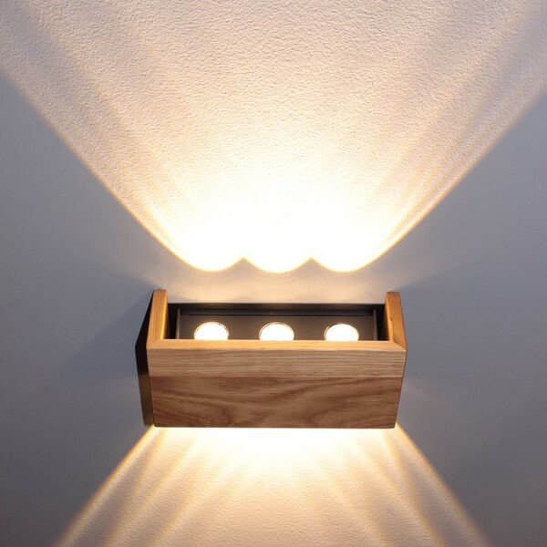 FISCHER & HONSEL Kinkiet Shine-Wood, jasne drewno, salon / jadalnia, drewno