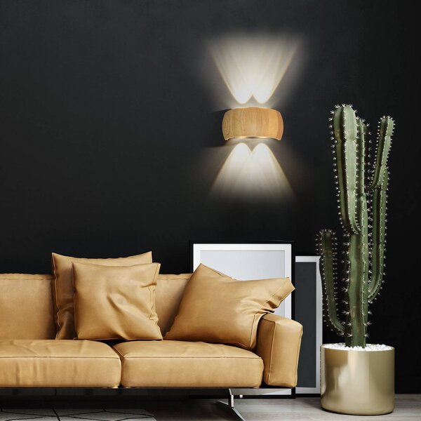 FISCHER & HONSEL Kinkiet Shine-Wood, jasne drewno, salon / jadalnia, drewno