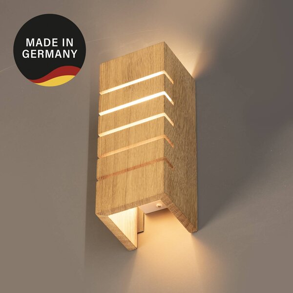 FISCHER & HONSEL Kinkiet Shine-Wood, możliwość ściemniania, jasne drewno, salon / jadalnia, drewno