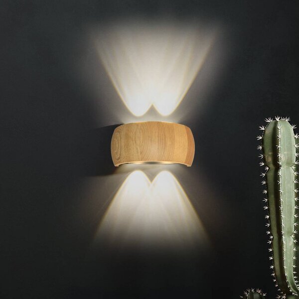 FISCHER & HONSEL Kinkiet Shine-Wood, jasne drewno, salon / jadalnia, drewno