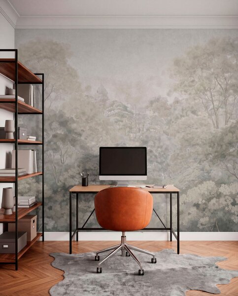 Fototapety Retro pejzaż z jasnym lasem w pastelowych barwach, Fototapety Natura, w05433v2 : Uwalls.pl