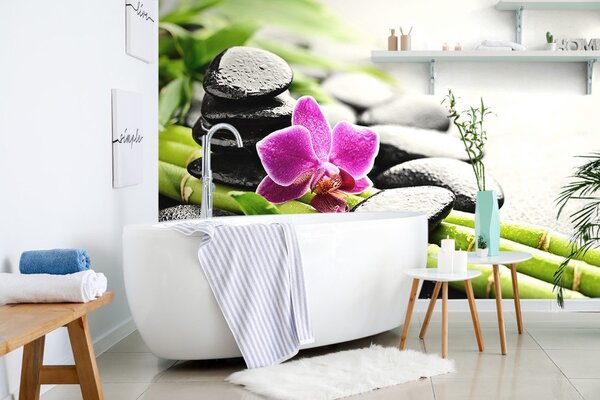 Fototapeta martwa natura z fioletową orchideą