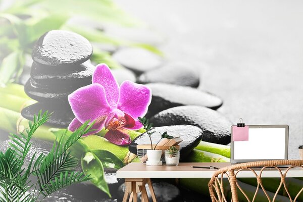 Fototapeta martwa natura z fioletową orchideą