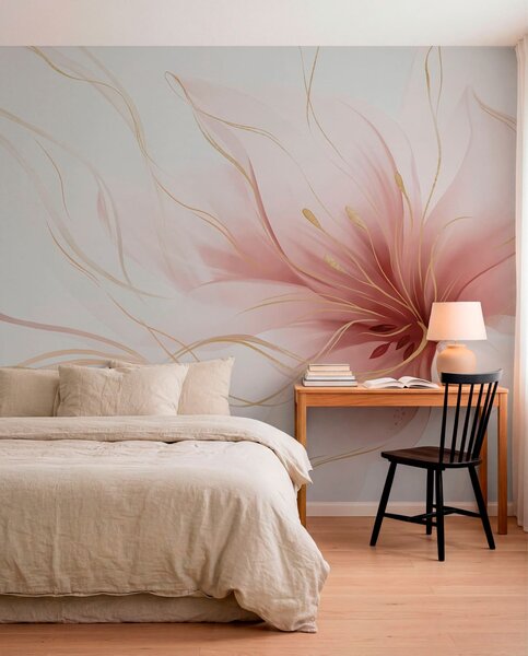 Fototapety Abstrakcyjny różowy kwiat o płynnych liniach w stylu Fluid Art, Fototapety Abstrakcja, w05428v1 : Uwalls.pl