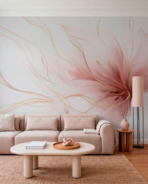 Fototapety Abstrakcyjny różowy kwiat o płynnych liniach w stylu Fluid Art, Fototapety Abstrakcja, w05428v1 : Uwalls.pl